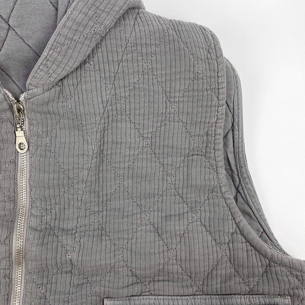 NWOT Philosophy of Comfort Women's Size L Gray Quilted Hooded Lyocell Blend Vest - Picture 13 of 16